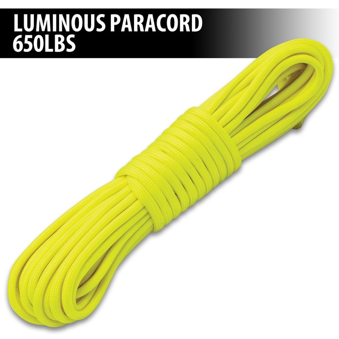 Full image of the Yellow Luminous Paracord 650LBS.